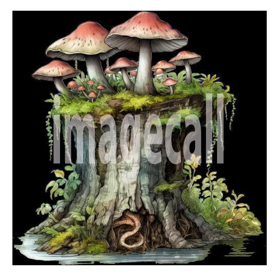 Clipart Mushroom Tree Stump 10300dpi