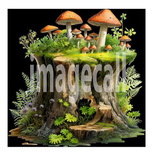 Clipart Mushroom Tree Stump 12300dpi