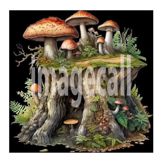 Clipart Mushroom Tree Stump 13300dpi