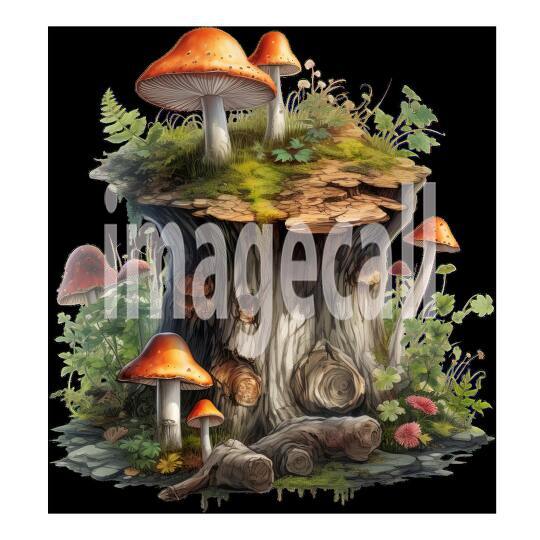 Clipart Mushroom Tree Stump 14300dpi