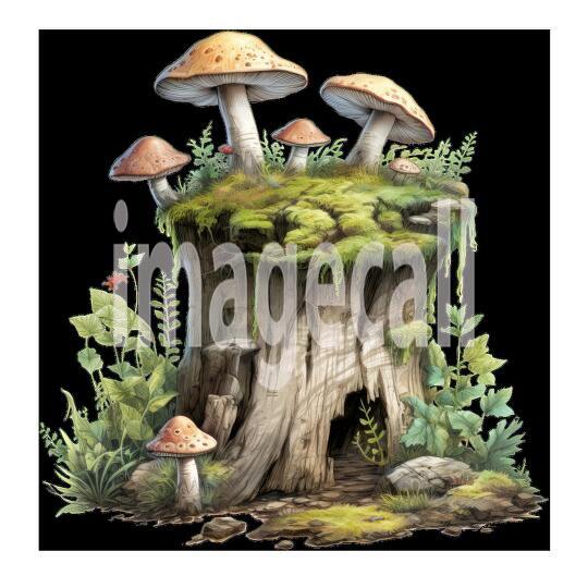 Clipart Mushroom Tree Stump 15300dpi