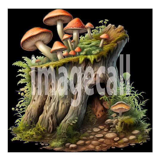 Clipart Mushroom Tree Stump 16300dpi