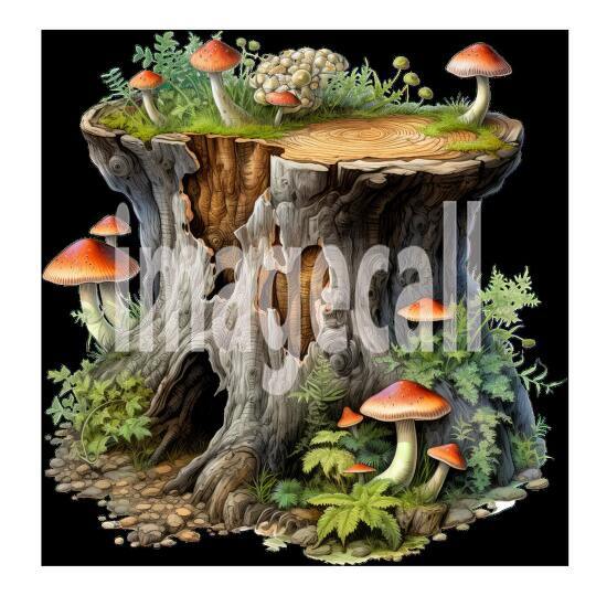 Clipart Mushroom Tree Stump 17300dpi