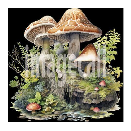 Clipart Mushroom Tree Stump 18300dpi