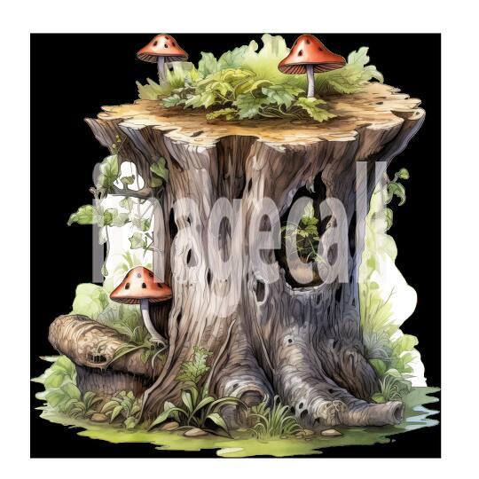 Clipart Mushroom Tree Stump 19300dpi