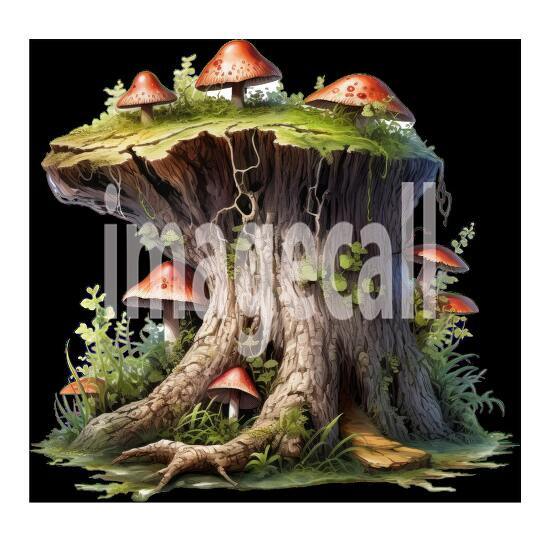 Clipart Mushroom Tree Stump 20300dpi