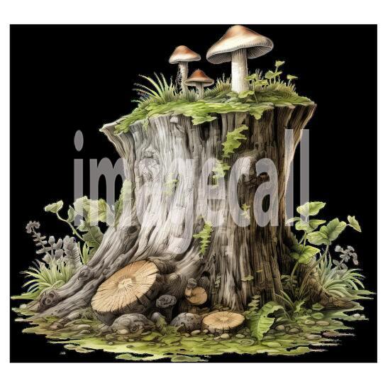 Clipart Mushroom Tree Stump 2300dpi