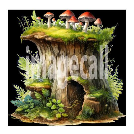 Clipart Mushroom Tree Stump 3300dpi