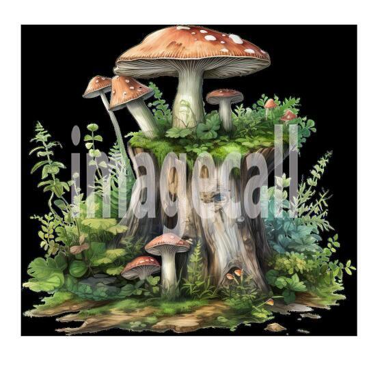 Clipart Mushroom Tree Stump 4300dpi