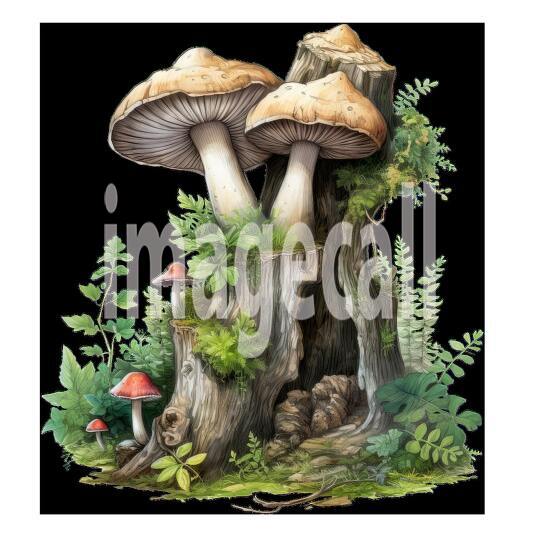 Clipart Mushroom Tree Stump 5300dpi