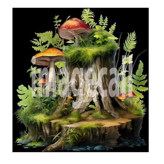 Clipart Mushroom Tree Stump 6300dpi