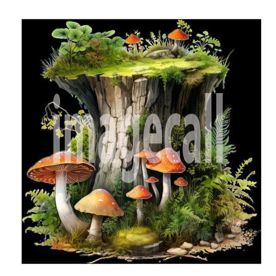 Clipart Mushroom Tree Stump 7300dpi