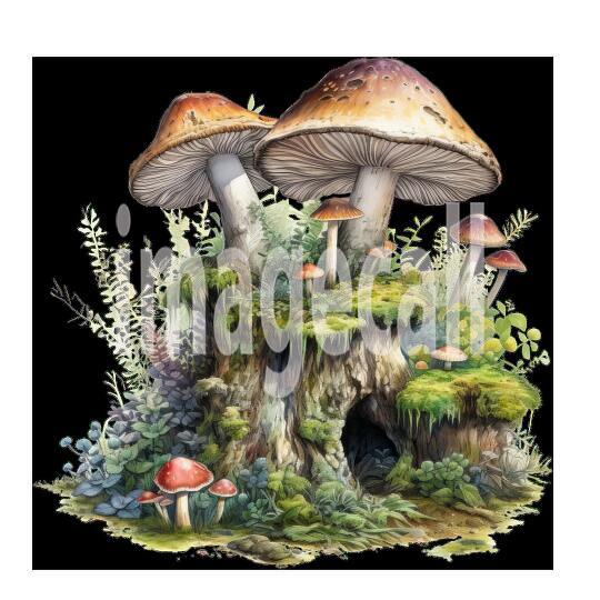 Clipart Mushroom Tree Stump 9300dpi