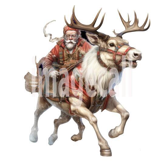 Clipart Santa Reindeer 20 - 300dpi
