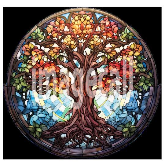 Clipart Stained Glass Trees 1 - 300dpi