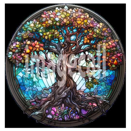 Clipart Stained Glass Trees 10 - 300dpi
