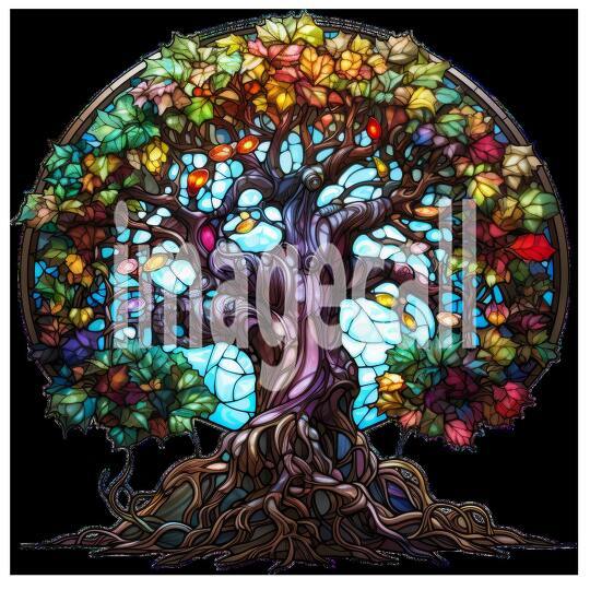 Clipart Stained Glass Trees 12 - 300dpi
