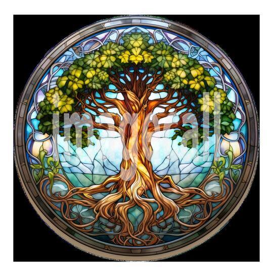 Clipart Stained Glass Trees 13 - 300dpi