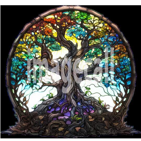 Clipart Stained Glass Trees 14 - 300dpi