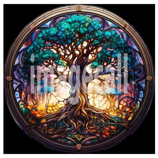 Clipart Stained Glass Trees 15 - 300dpi