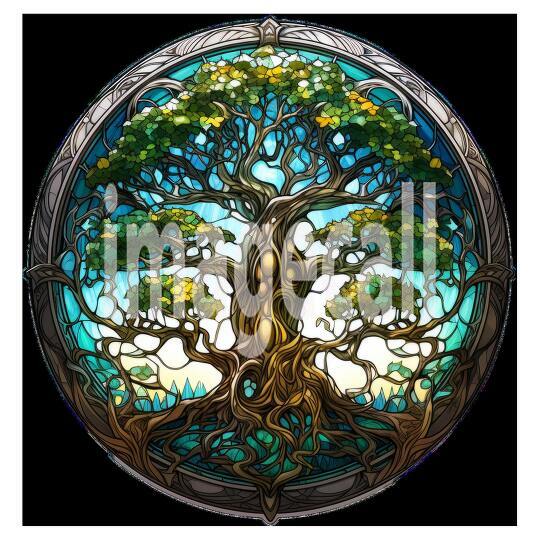 Clipart Stained Glass Trees 17 - 300dpi