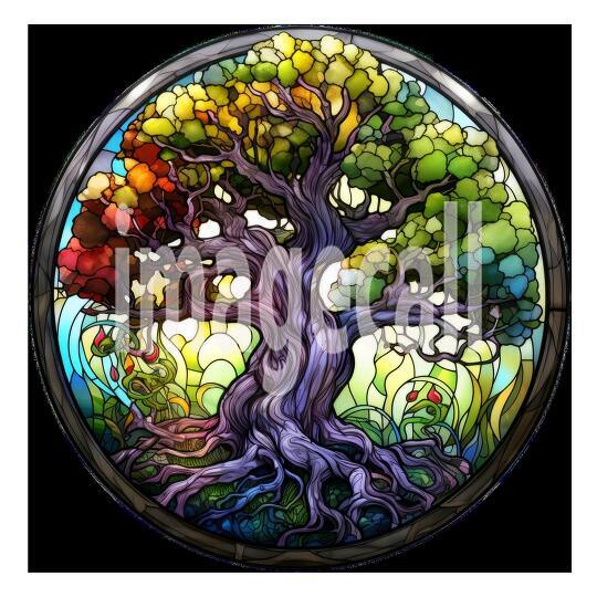 Clipart Stained Glass Trees 18 - 300dpi
