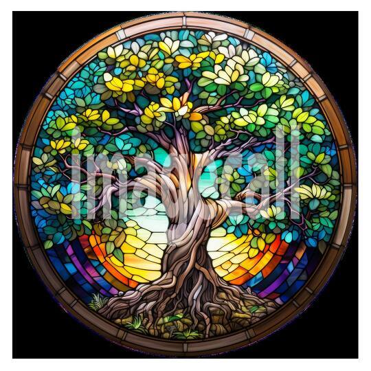 Clipart Stained Glass Trees 2 - 300dpi