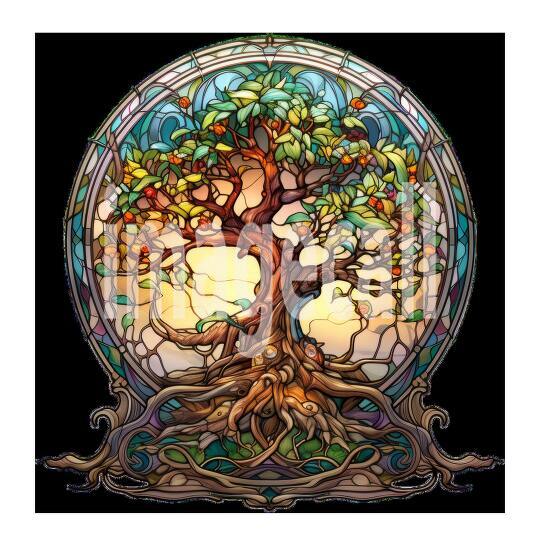 Clipart Stained Glass Trees 4 - 300dpi