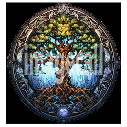 Clipart Stained Glass Trees 6 - 300dpi