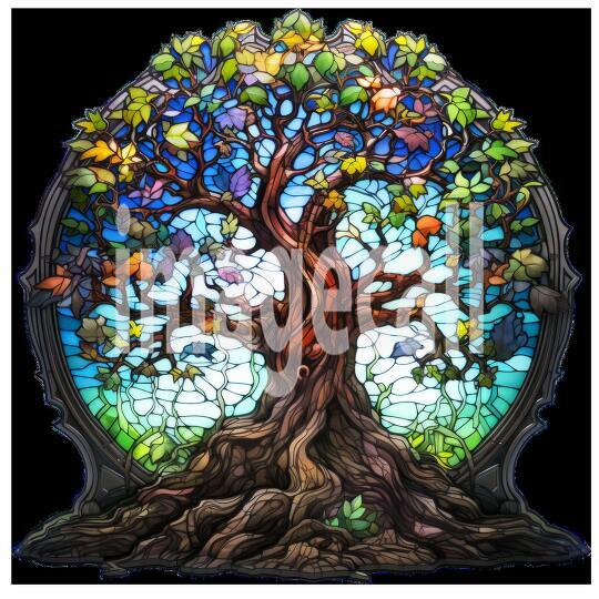 Clipart Stained Glass Trees 8 - 300dpi