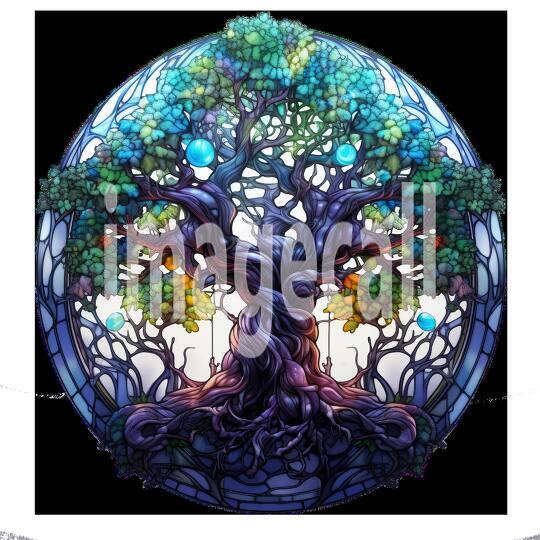 Clipart Stained Glass Trees 9 - 300dpi