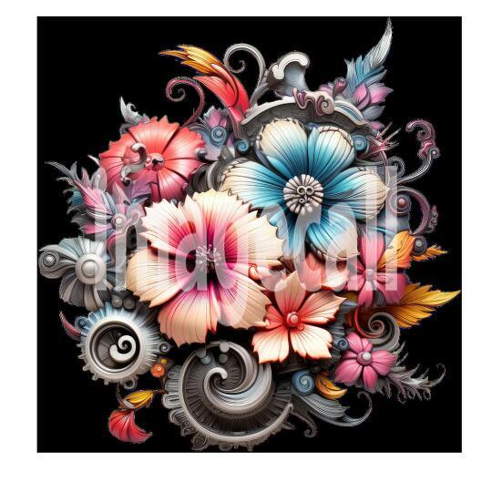 Clipart Steampunk Flowers (16)
