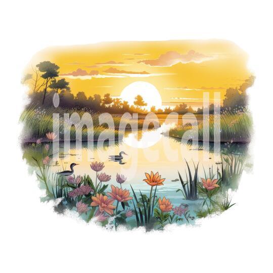Clipart Sunset Lake (1)
