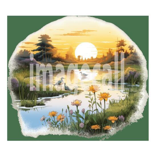 Clipart Sunset Lake (10)
