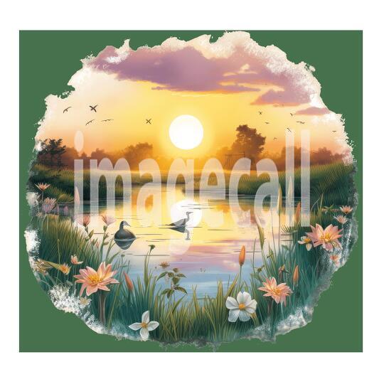 Clipart Sunset Lake (11)