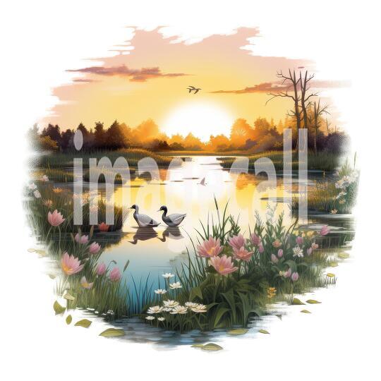 Clipart Sunset Lake (13)