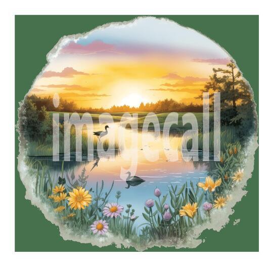 Clipart Sunset Lake (20)