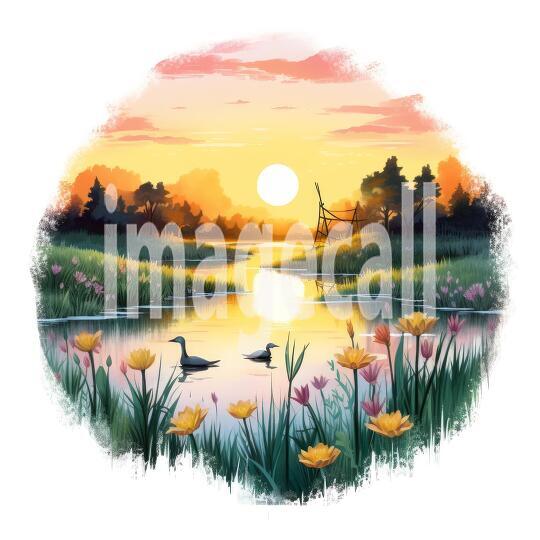 Clipart Sunset Lake (3)