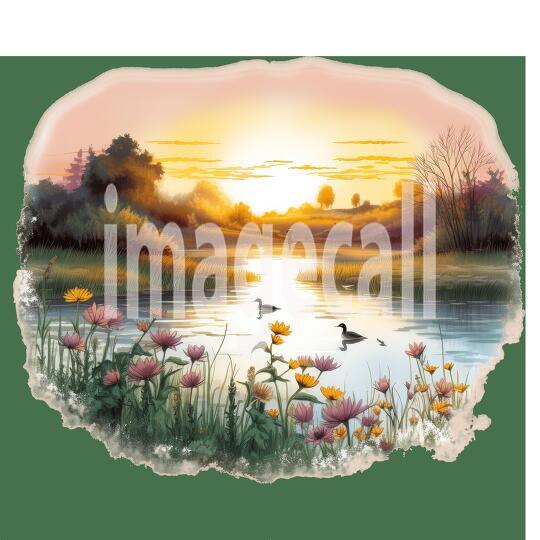Clipart Sunset Lake (7)