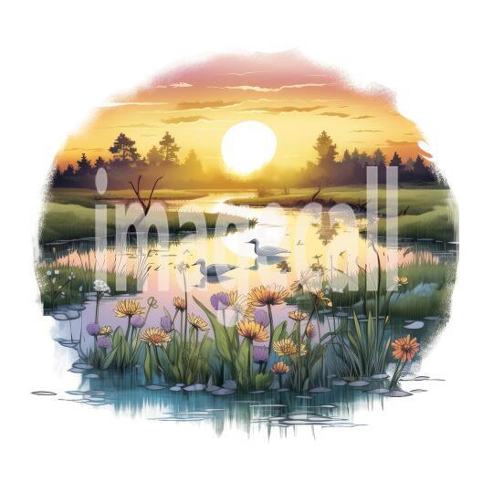 Clipart Sunset Lake (9)