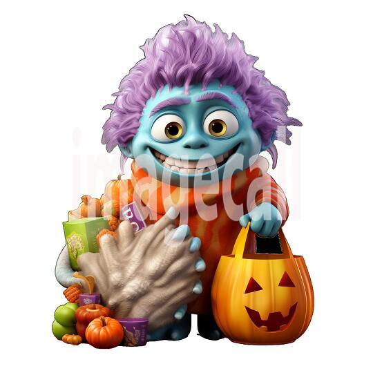 Clipart Trick or Treat Monsters 12300dpi