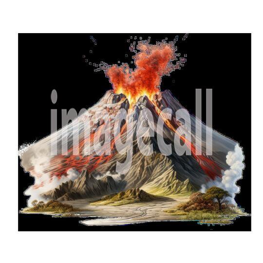 Clipart Volcano 1 - 300dpi