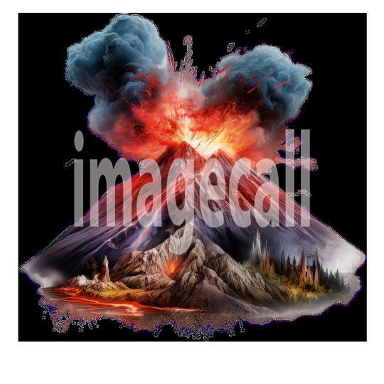 Clipart Volcano 8 - 300dpi