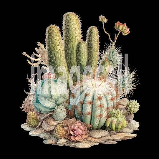 Desert Cactus Illustration Clipart (10)300dpi