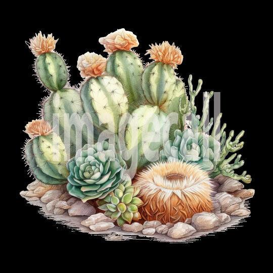 Desert Cactus Illustration Clipart (1)300dpi