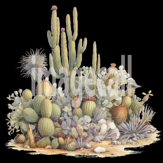 Desert Cactus Illustration Clipart (15)300dpi