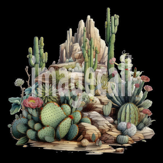 Desert Cactus Illustration Clipart (16)300dpi