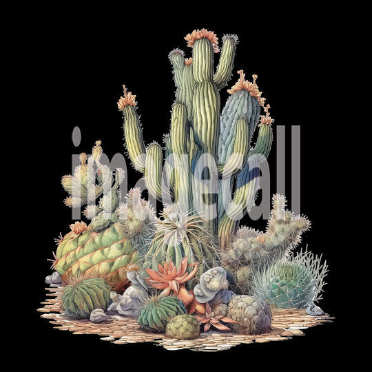 Desert Cactus Illustration Clipart (3)300dpi