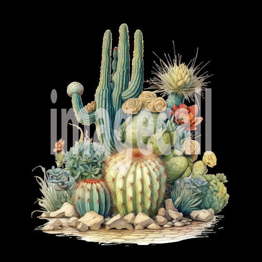 Desert Cactus Illustration Clipart (6)300dpi