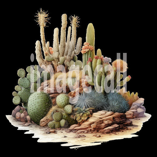 Desert Cactus Illustration Clipart (7)300dpi